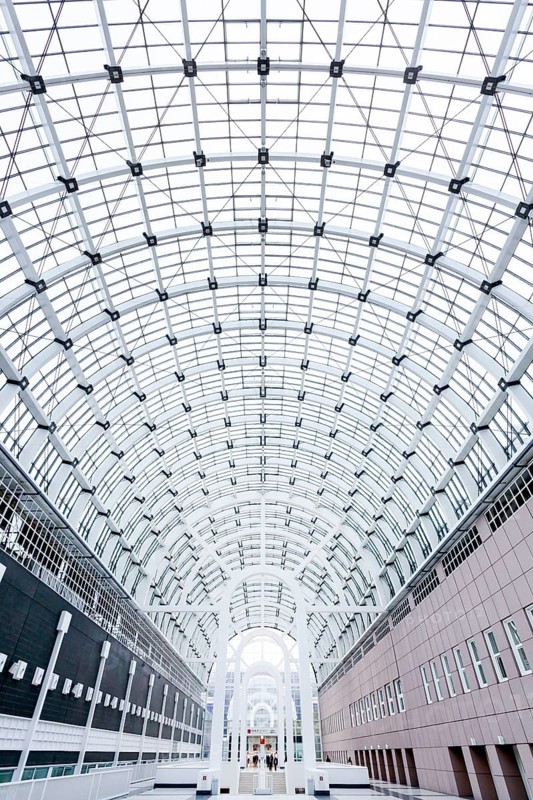 Glass roof of the Galleria exhibition hall at the Frankfurt Messe
