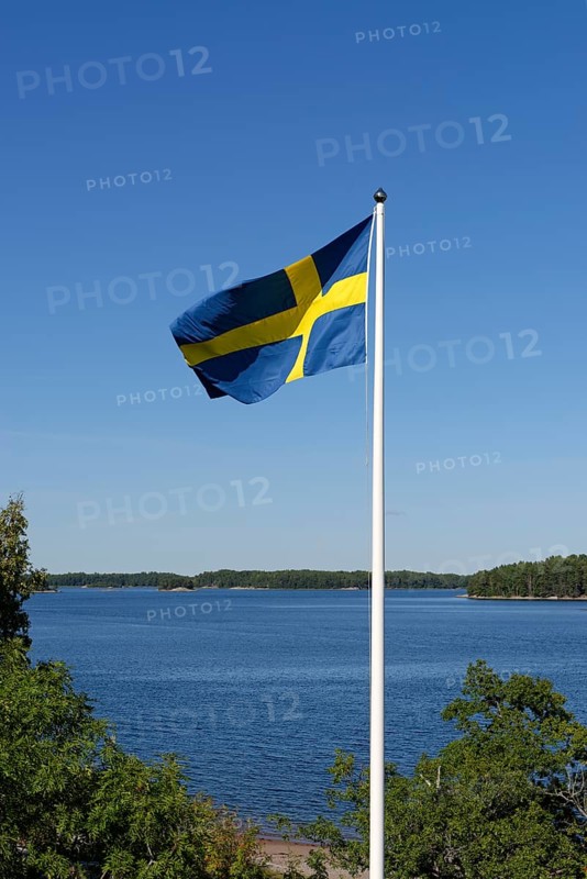 Swedish flag on Finnhamn Island in the Stockholm Middle Archipelago