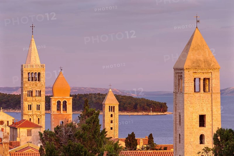 Historic centre with the bell tower of the St. Andrew Monastery