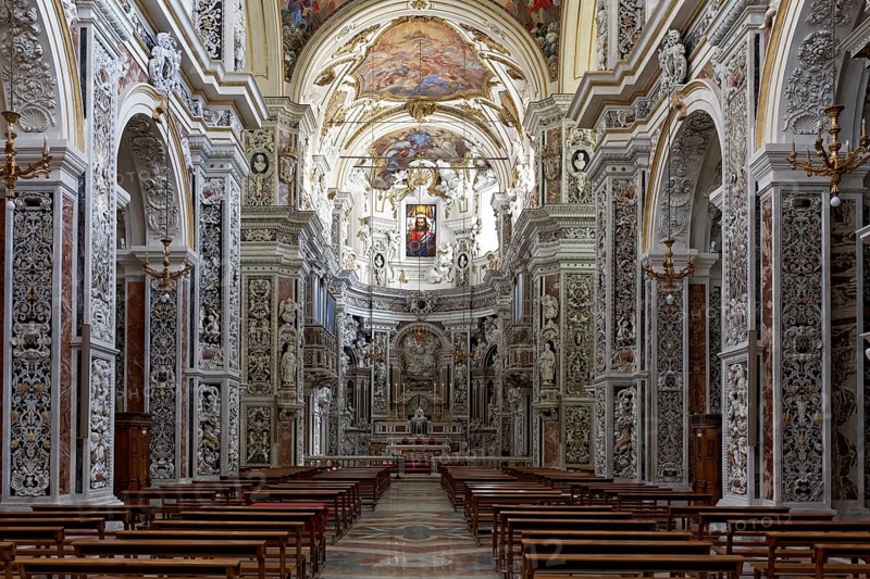 Sicilian Baroque in the church Chiesa del Gesu or Casa Professa
