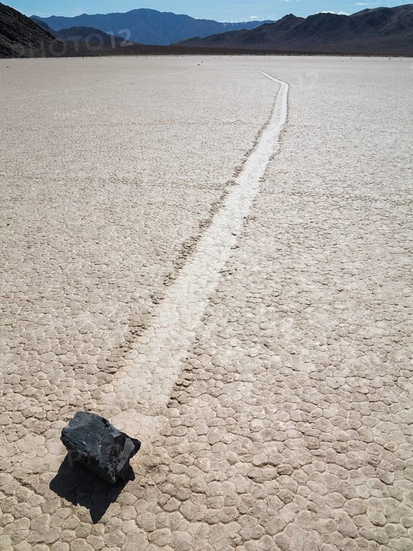 Track created by one of the mysterious moving rocks at the 'Racetrack'