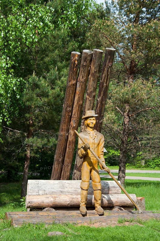 Wood sculpture of a rafter