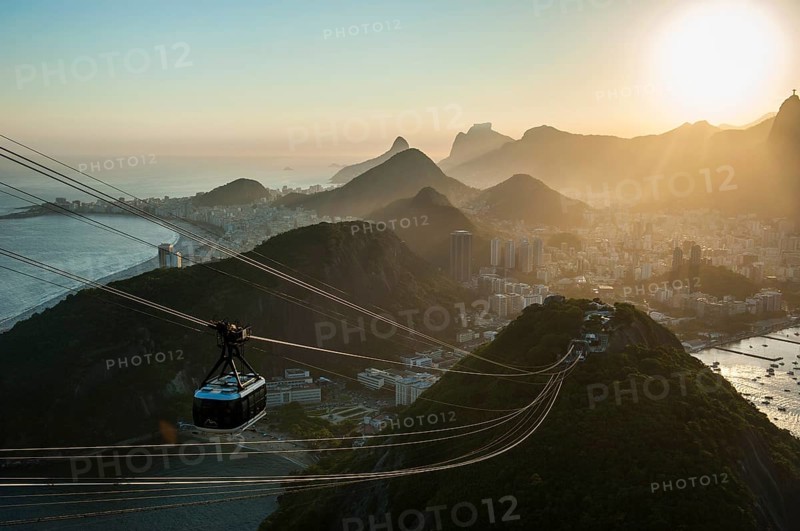 View from the Sugarloaf Mountain or Pao de Acucar and the famous cable car