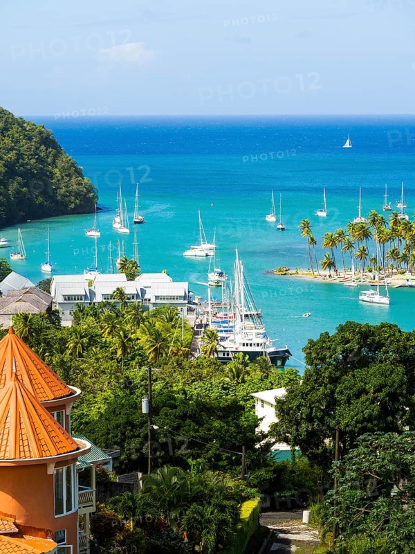 View of Marigot Bay with yachts