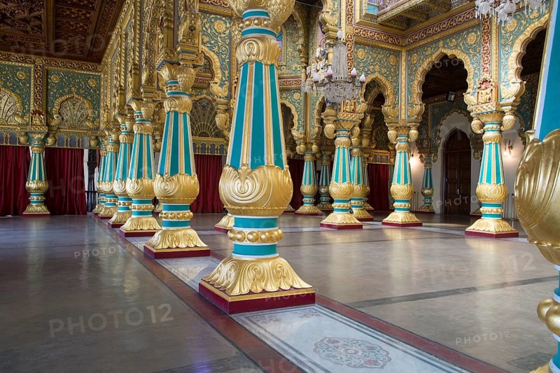 Columned hall in the Mysore Palace