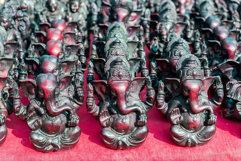Ganesha figurines for sale at the weekly flea market