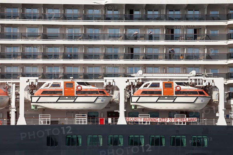 Lifeboats on the cruise ship Queen Elizabeth