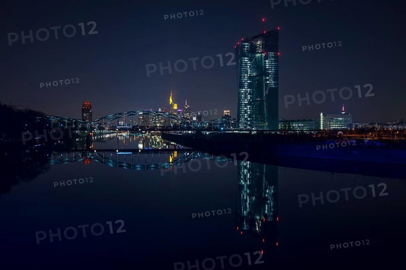 Skyline at night with Main Plaza tower in the left foreground