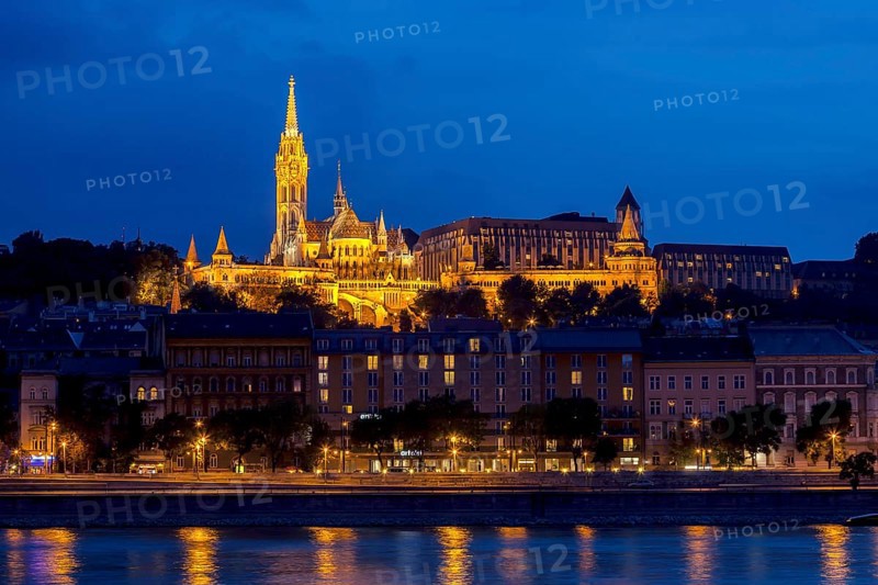 Castle hill with Matthias Church and Fisherman's Bastion in the blue hour