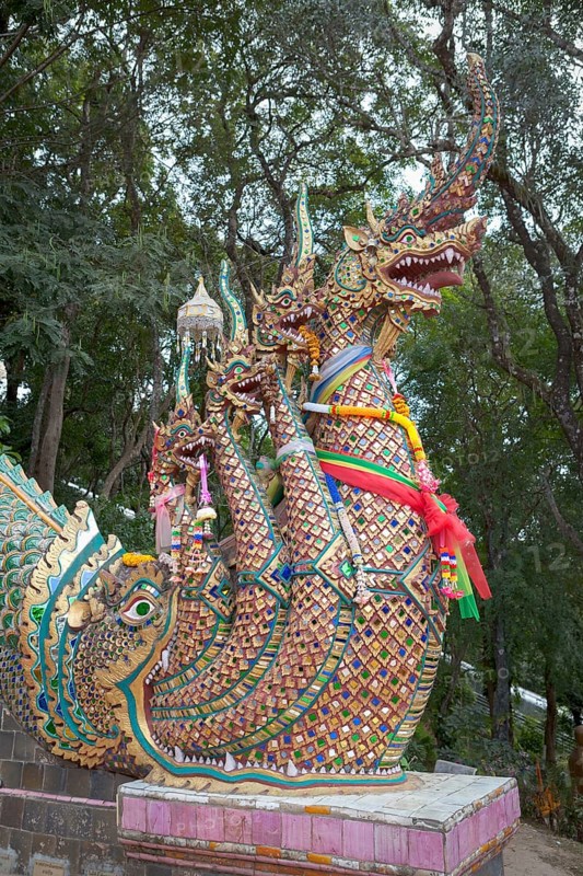The seven headed naga guarding the 300 steps to Wat Phrathat Doi Suthep
