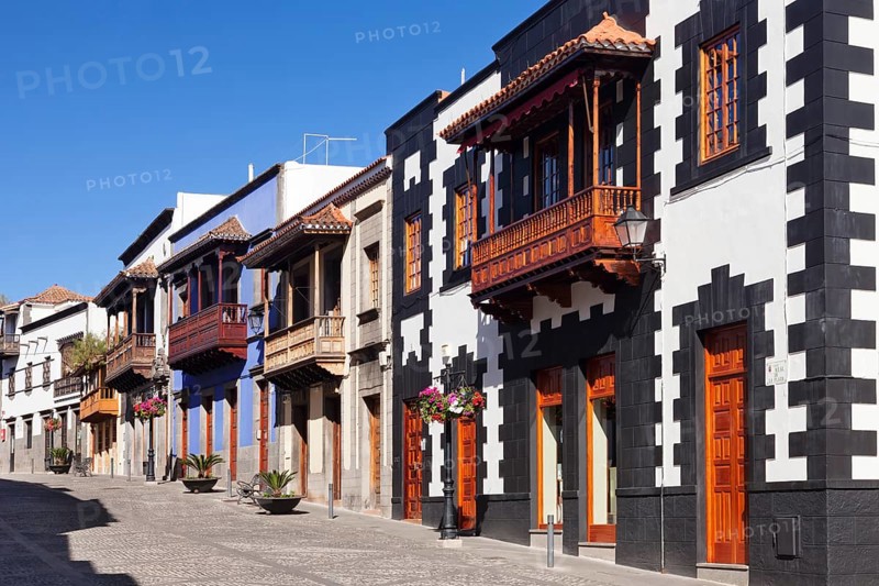 Houses with traditional wooden balconies