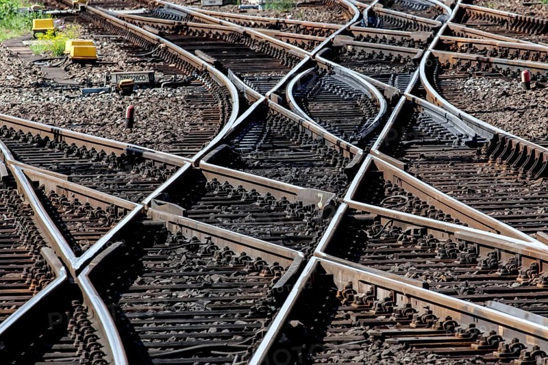 Tracks and railway switches of the Deutsche Bahn AG at Frankfurt main station