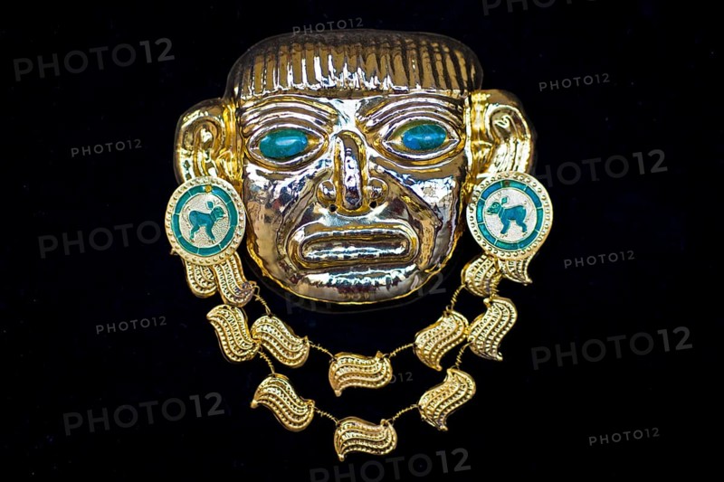 Golden pre-Columbian Inca mask