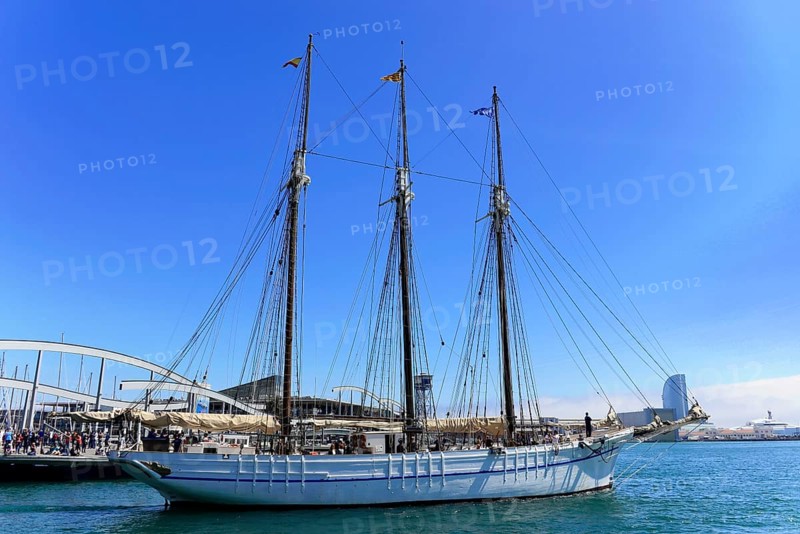 Museum ship of the maritime museum Museu Maritim de Barcelona in Port Vell