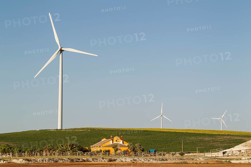 Andalusian country estate in front of a windmill