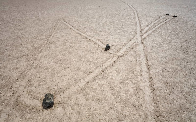 Tracks created by the mysterious moving rocks at the 'Racetrack'