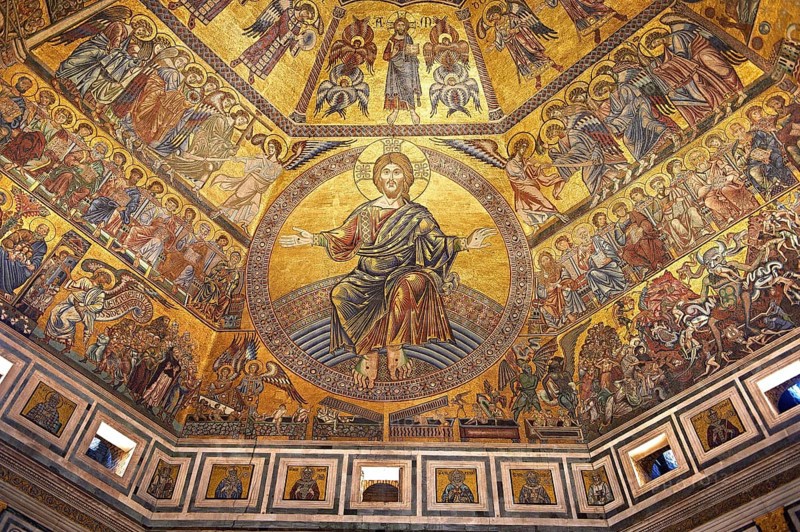 Medieval mosaics on the ceiling of the Baptistry of Florence Cathedral