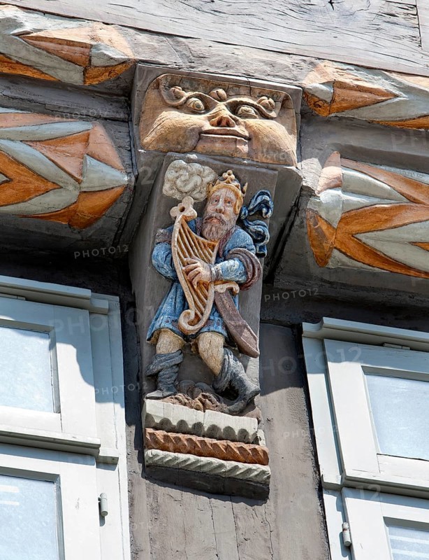 Ornately carved architectural detail of Stiftsherrenhaus building