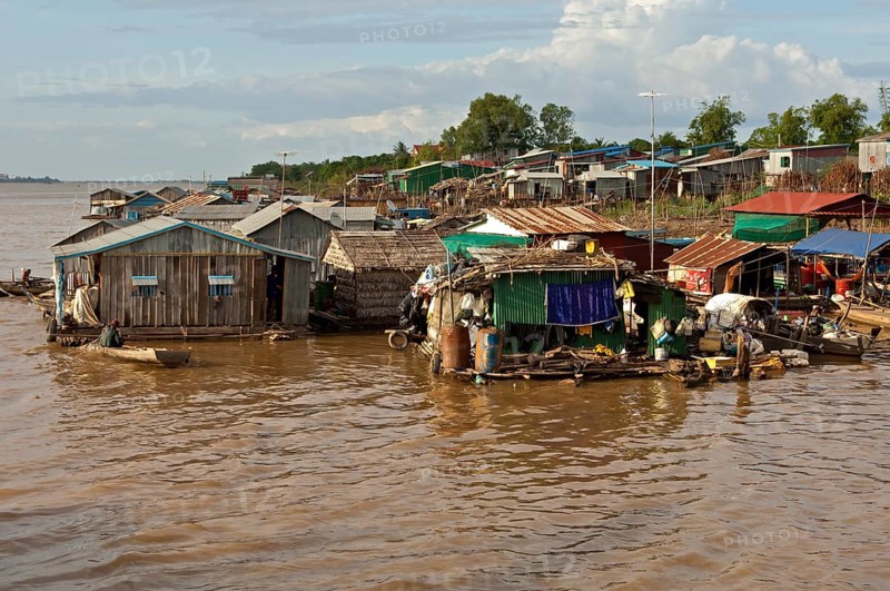 Huts of a floating slum