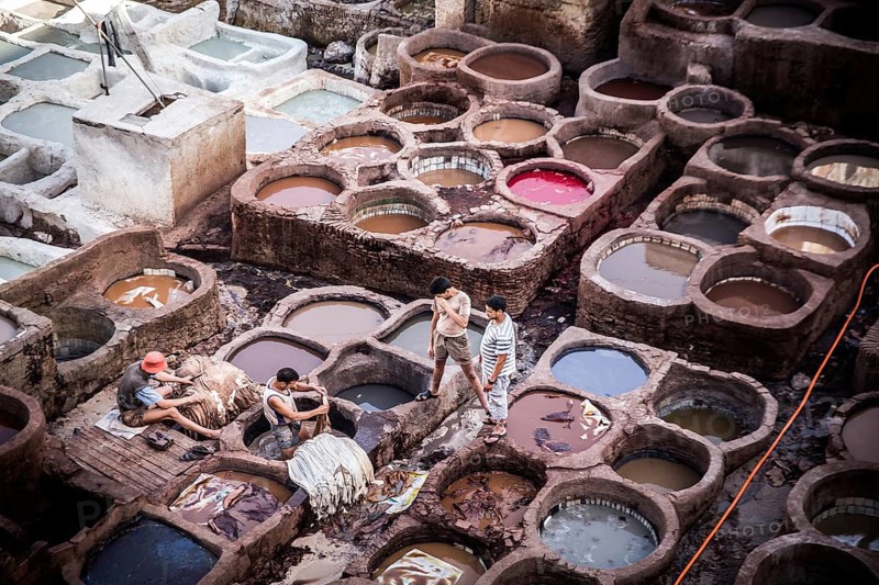Tanneries where animal hides are traditionally tanned by hand