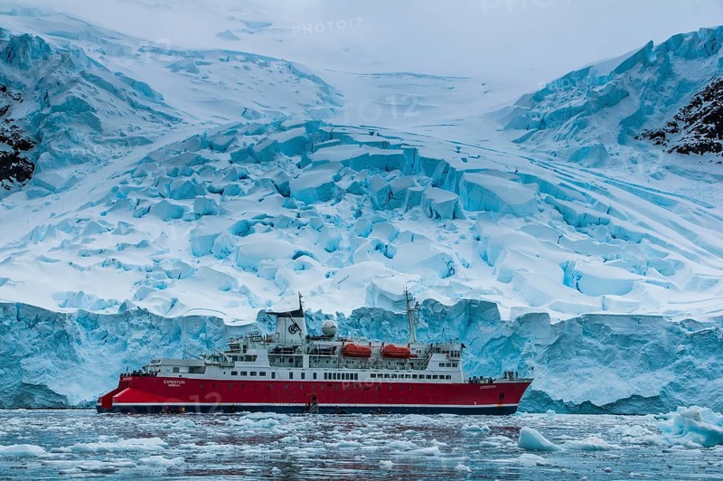 Cruise ship in the Antarctic ice