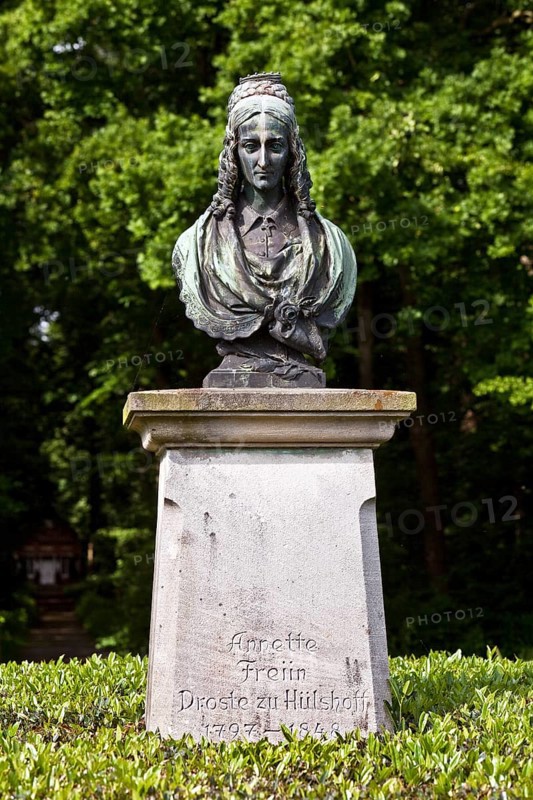 Bust of Annette von Droste-Hulshoff in the gardens of Burg Hulshoff Castle