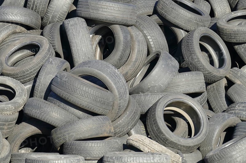 Old car tires in a heap