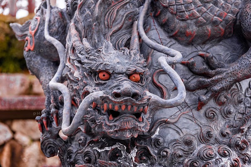 Dragon figure with red eyes