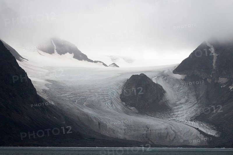 Nunatak or mountain poking out from the glacier