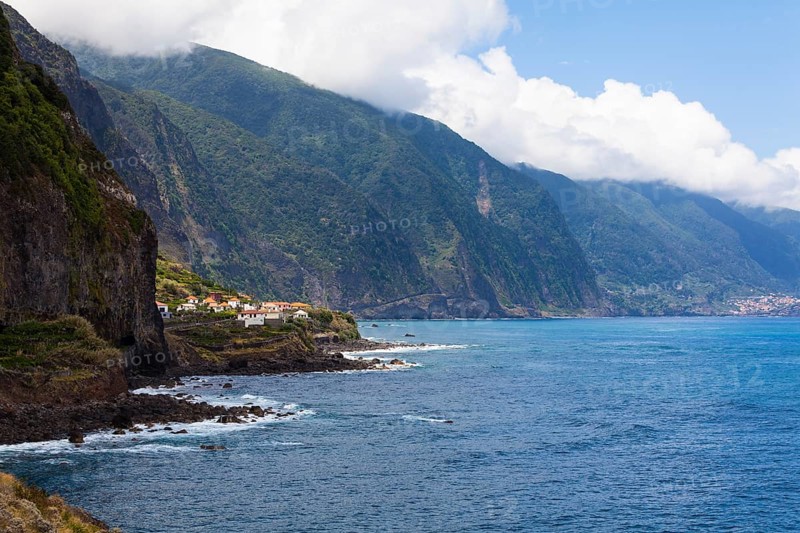 View of the cliff coast of Madeira near Sao Vicente