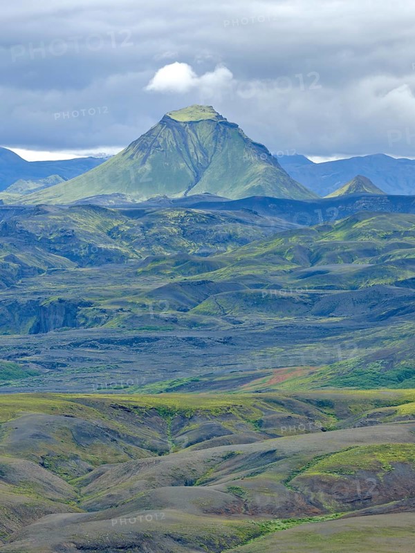 View from Mt Eggjar across the Emstrur lava desert to Hattafell