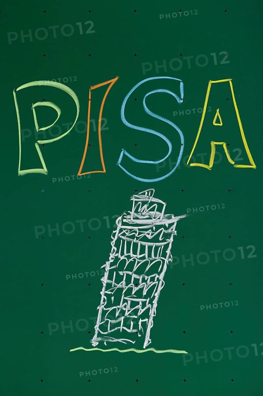 PISA' written with chalk on a blackboard