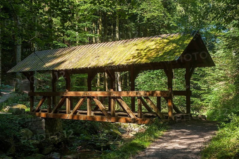 Bridge across the Grobbach creek near Geroldsauer Wasserfall waterfall