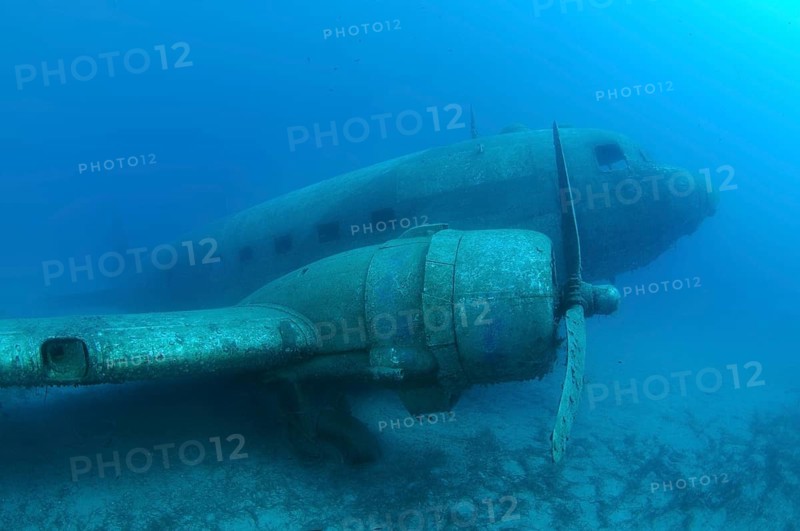 Plane wreck of a Douglas DC-3 Dakota in the Mediterranean Sea