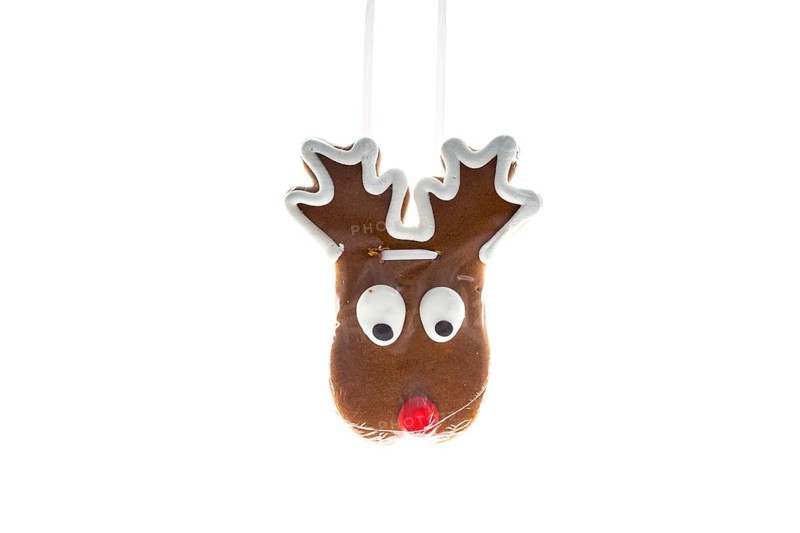 Gingerbread heart in the shape of a reindeer head