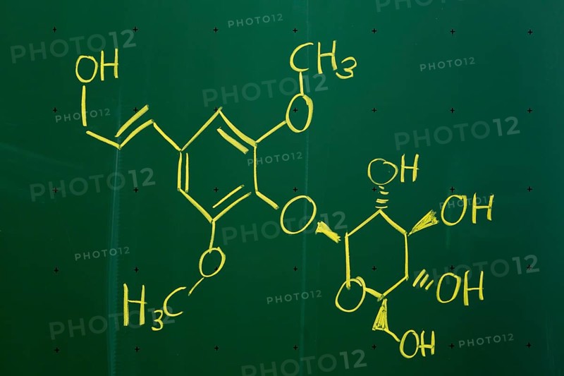 Chemical formula written with chalk on a blackboard