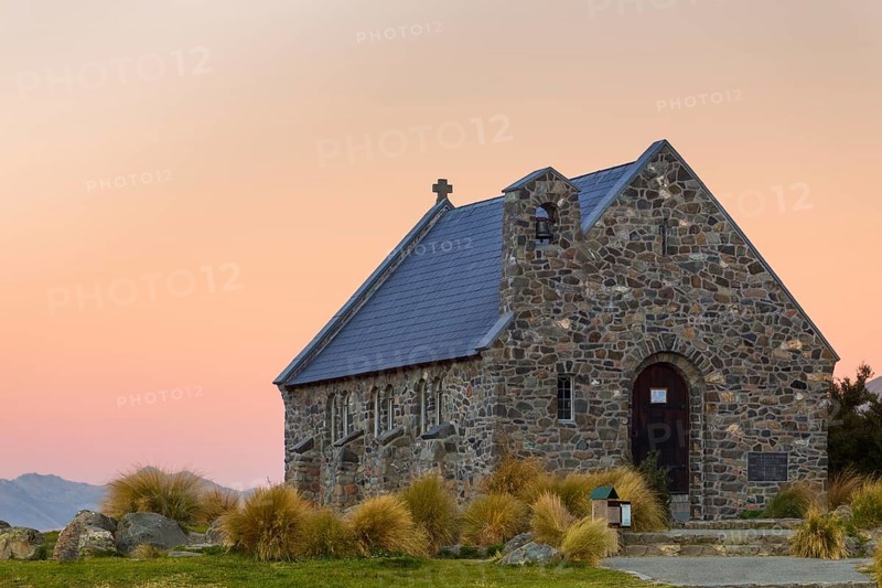 Church of the Good Shepherd at Lake Tekapo in the evening light