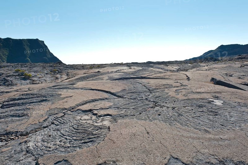 Cooled lava flow at the foot of the Piton de la Fournaise volcano