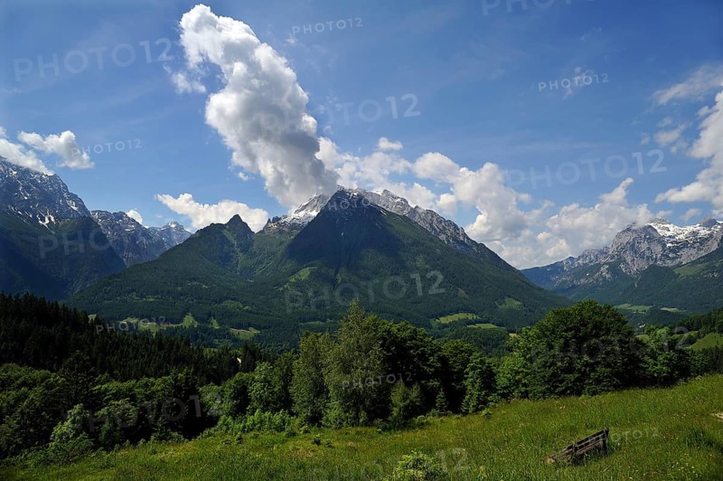 Berchtesgaden Alps with Hochkalter Mountain at the rear and Reiteralpe Mountain on the right