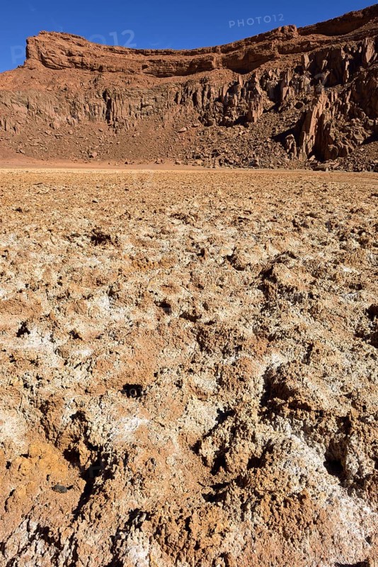 Salt pan in the volcanic landscape of lower Ouksem crater