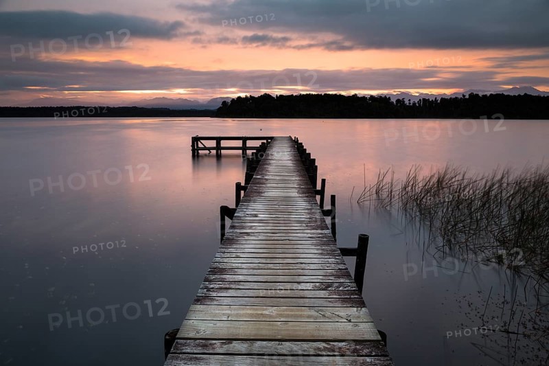 Jetty at Lake Mahinapua at sunrise