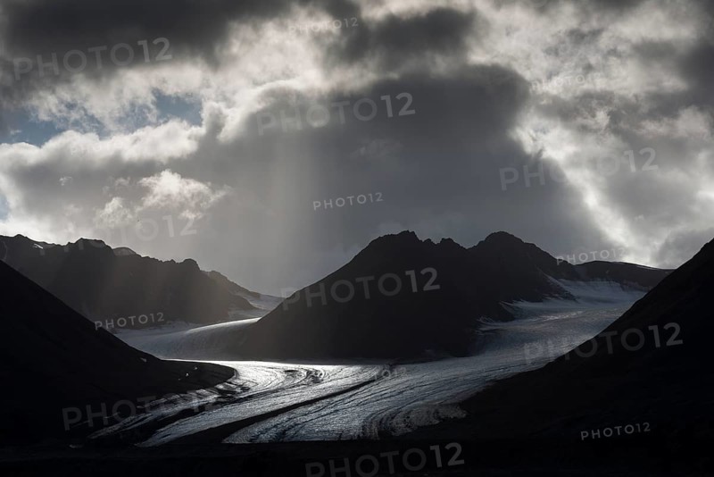 Mountains and glacier tongue
