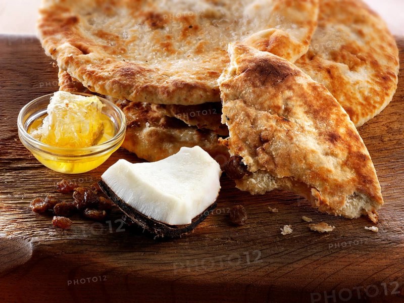 Peshwari naan bread with coconut