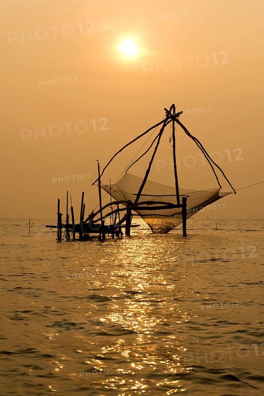Chinese fishing net at sunrise