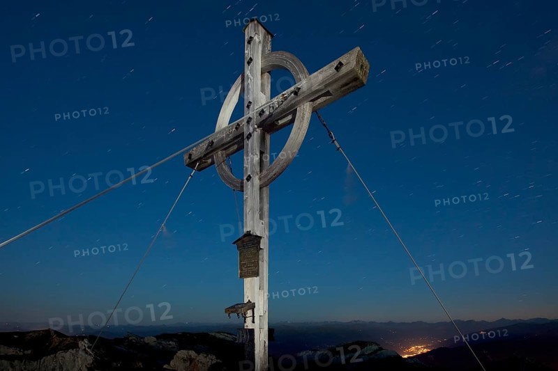 Summit of Mount Hochiss in the Rofan massif at night