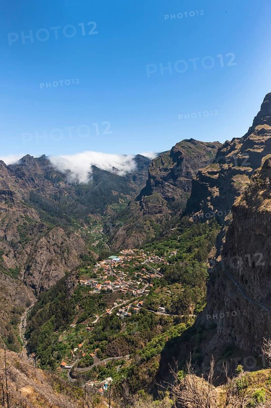 View of the village of Curral das Freiras seen from Pico dos Barcelos mountain
