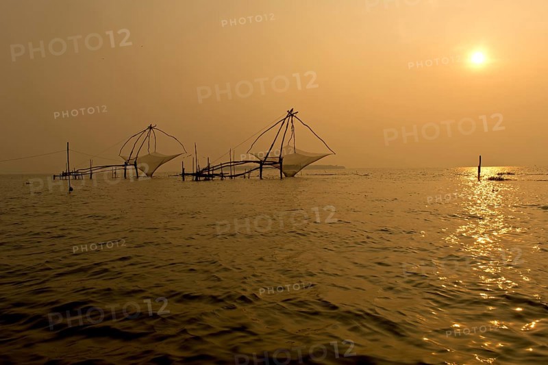 Chinese fishing nets at sunrise