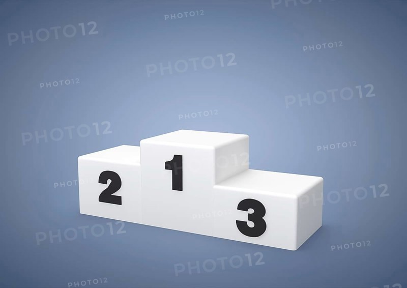 Empty podium with the numbers 1