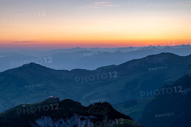View of Ebenalp and Appenzeller Land in morning mood