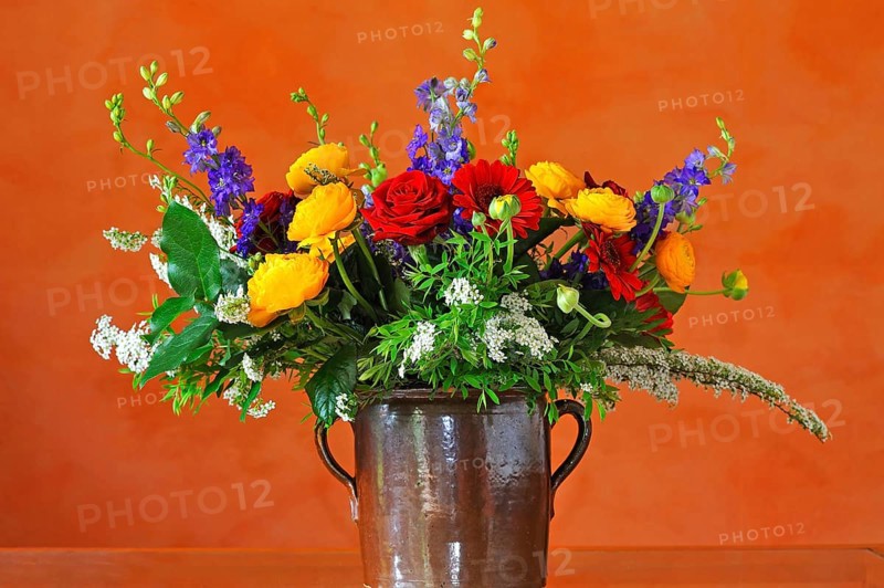 Colourful bouquet of flowers with ranunculus (Ranunculus asiaticus)
